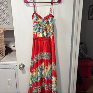 UNIQUE VINTAGE X KAMEHAMEHA RED TIKI HAWAIIAN PRINT LELANI SWING DRESS SZ 1X 16